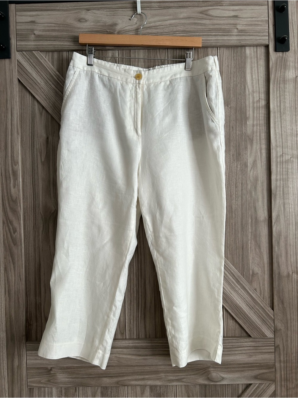 Talbots White 100% Linen Costal Cropped Capri Pants - Size 12P (Petite)